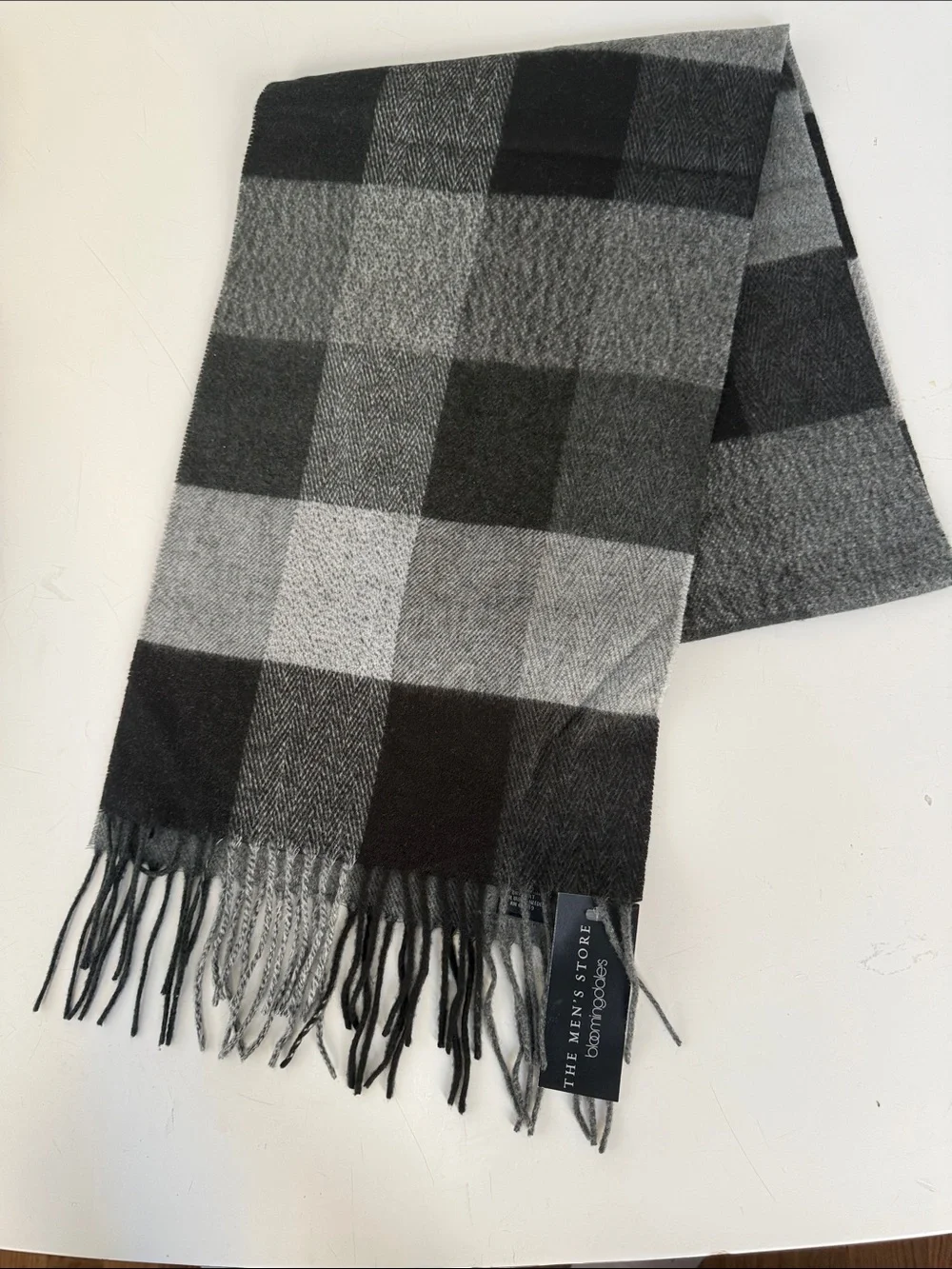 The Bloomingdale’s Men's Store Black and Gray Check Scarf